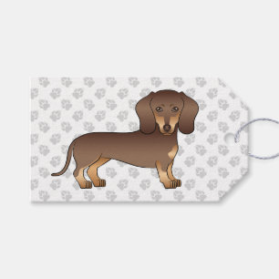 Chocolate And Tan Short Hair Dachshund & Paws Gift Tags