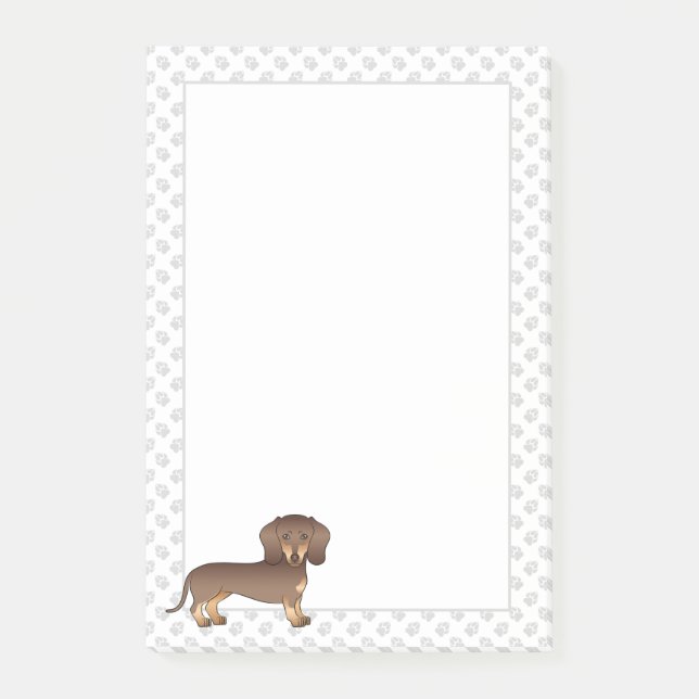 Chocolate And Tan Short Hair Dachshund & Paws Post-it Notes (Front)