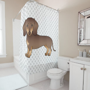 Chocolate And Tan Short Hair Dachshund & Paws Shower Curtain