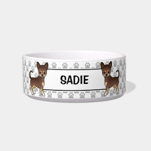 Chocolate And Tan Smooth Coat Chihuahua Dog & Name Bowl