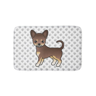 Chocolate And Tan Smooth Coat Chihuahua Dog & Paws Bath Mat
