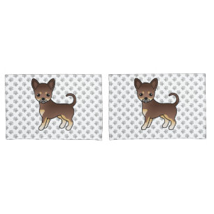 Chocolate And Tan Smooth Coat Chihuahua Dog & Paws Pillowcase