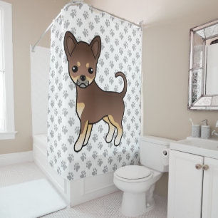 Chocolate And Tan Smooth Coat Chihuahua Dog & Paws Shower Curtain