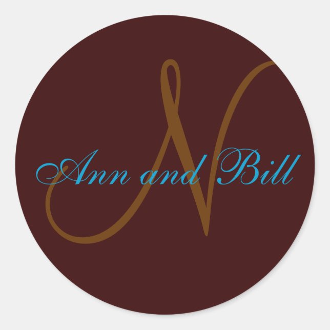 Chocolate and Teal First Names Monogram Seal (Front)