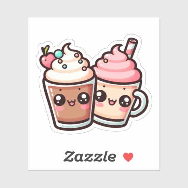 Chocolate and Vanilla Milkshakes Vinyl Stickers (Sheet)