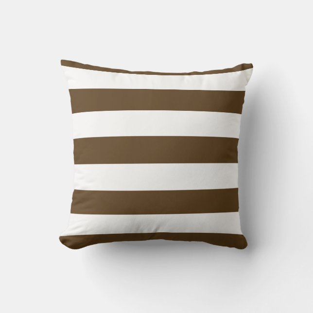 Chocolate and White Bold Stripes Cushion (Front)