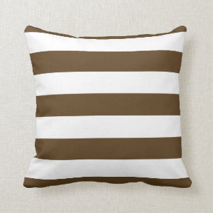 Chocolate and White Bold Stripes Cushion