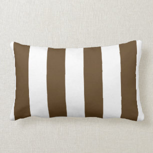 Chocolate and White Bold Vertical Stripes Lumbar Cushion