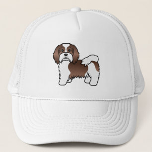 Chocolate And White Havanese Cute Cartoon Dog Trucker Hat