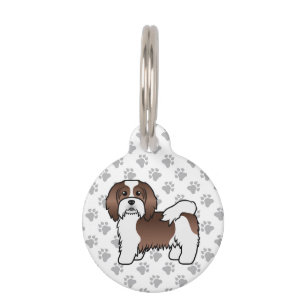 Chocolate And White Havanese Dog & Pet's Info Pet Tag