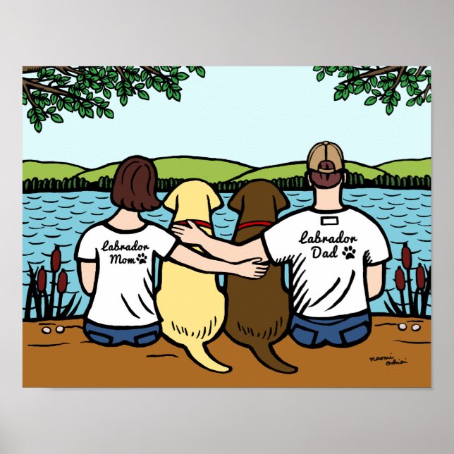Chocolate and Yellow Labradors Parents Poster (Front)