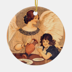 Chocolate Angel French Antique Ceramic Tree Decoration