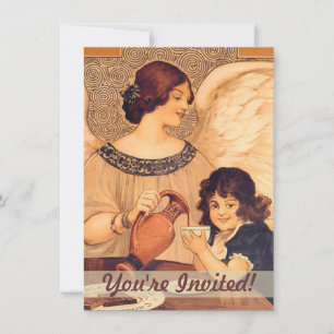 Chocolate Angel French Antique Invitation