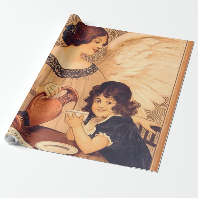 Chocolate Angel French Antique Wrapping Paper (Unrolled)
