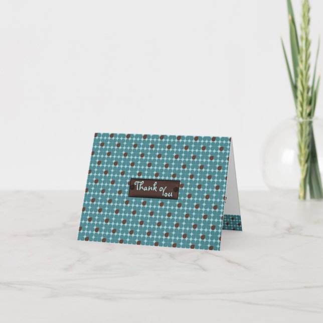 Chocolate Aqua Bubbles Thank You Custom Card (Front)