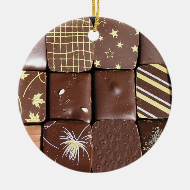 Chocolate assortments ceramic tree decoration (Front)