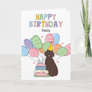 Chocolate Aussiedoodle Dog Happy Birthday Card