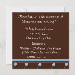 Chocolate Baby Boys Shower Invitation