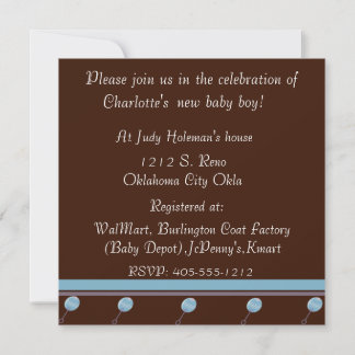 Chocolate Baby Boys Shower Invitation
