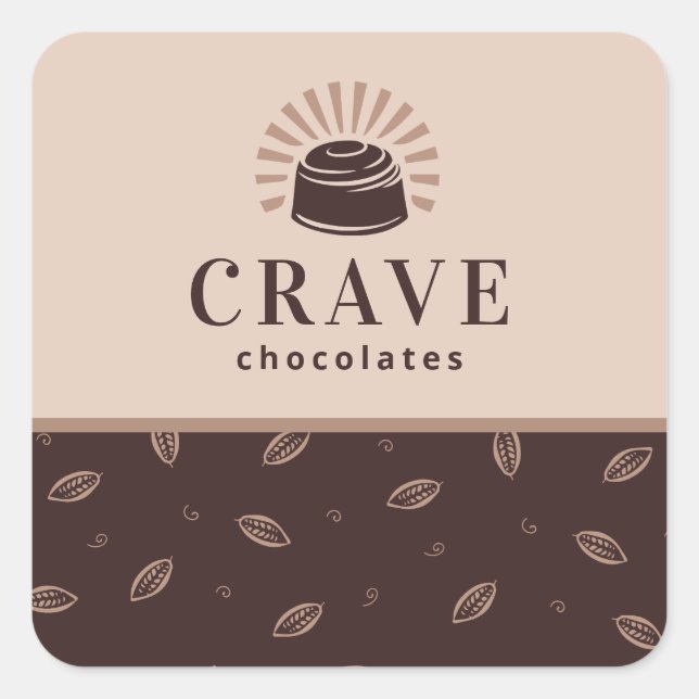 Chocolate, Bakery, Sweets Shop Customisable Square Sticker (Front)