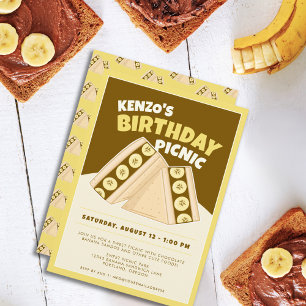 Chocolate Banana Sandwich Birthday Picnic Party Invitation