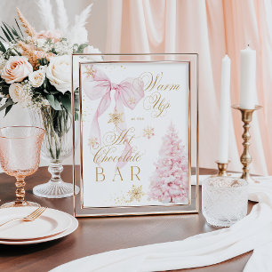 Chocolate Bar Pink Bow Cold Outside Baby Shower Poster