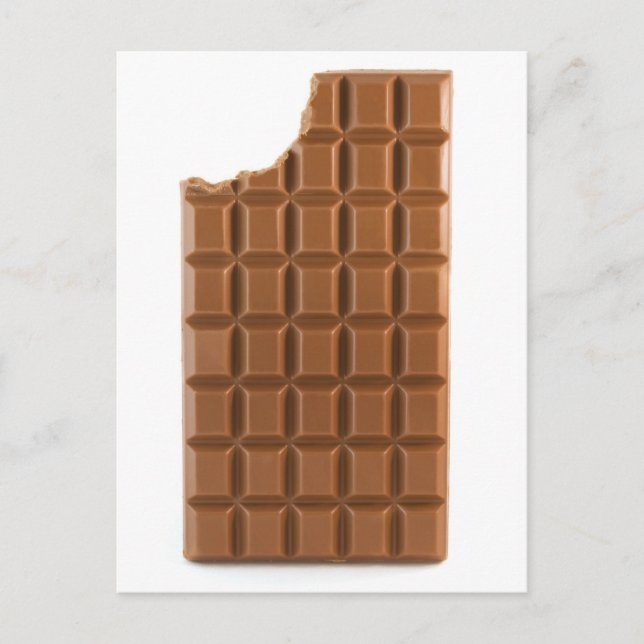 Chocolate bar with a missing bite postcard (Front)
