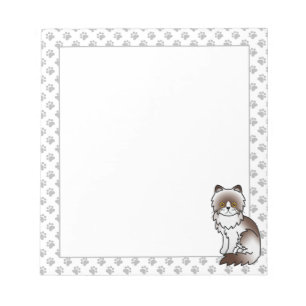 Chocolate Bi-Colour Persian Cute Cartoon Cat Notepad