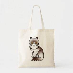 Chocolate Bi-Colour Persian Cute Cartoon Cat Tote Bag