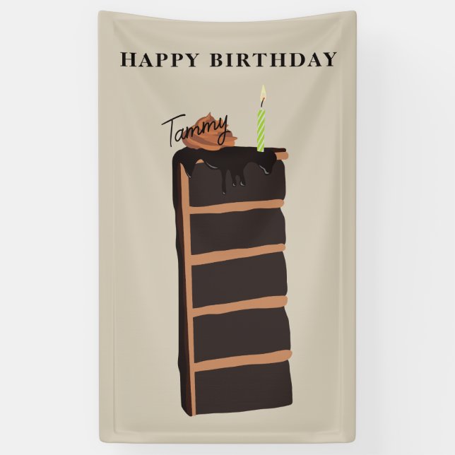 Chocolate Birthday Cake Birthday Party Banner (Vertical)