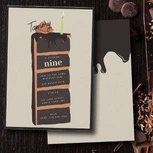 Chocolate Birthday Cake Birthday Party Invitation