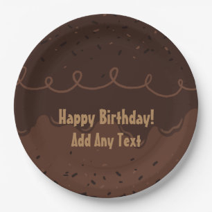 Chocolate Birthday Cake Frosting Paper Plate