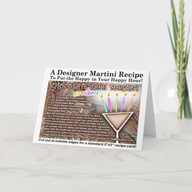 Chocolate Birthday Cake Martini Recipe Card (Front)