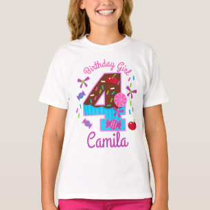 Chocolate Birthday Girl Fourth  T-Shirt