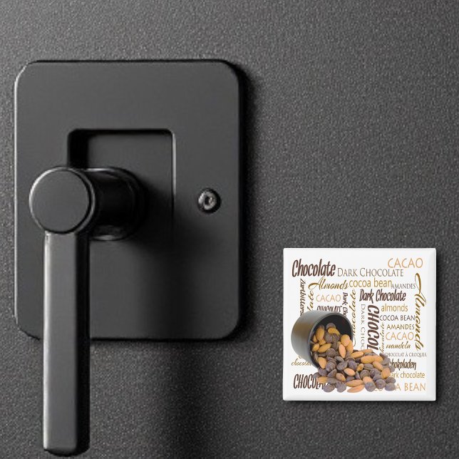 Chocolate Bits Almonds Typography Collage Photo Magnet (square magnet)