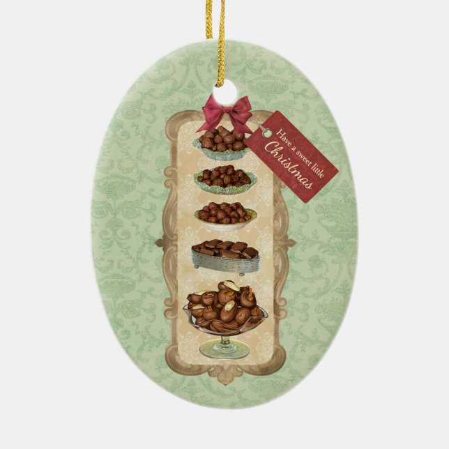 Chocolate bon-bons candy Christmas ornament (Back)