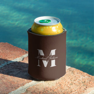 Chocolate Bro   Custom Monogram Wedding Groomsmen  Can Cooler
