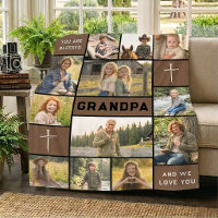 Chocolate Brown 12 Photo Grandpa Name Bold Black