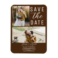 Chocolate Brown 2 Photos Save the Date Wedding