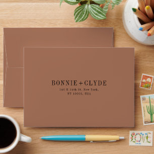 Chocolate Brown A7 Wedding RSVP Envelope with Addr
