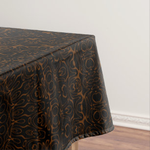 Chocolate Brown and Black Mandala Kaleidoscope Tablecloth