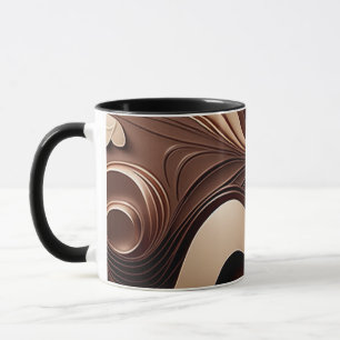 Chocolate Brown and Cream Abstract Curves Mug