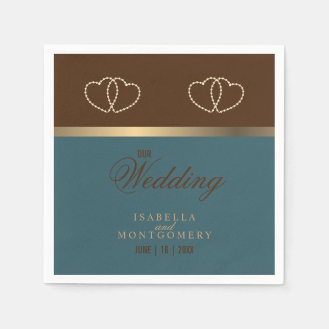 Chocolate Brown and Dark Teal Napkin (Front)