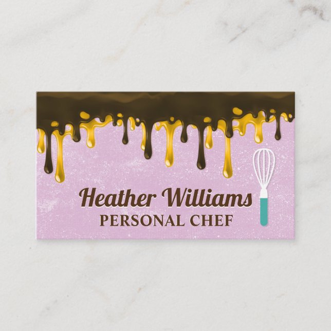 Chocolate Brown and Golden Honey Drip | Whisk Business Card (Front)