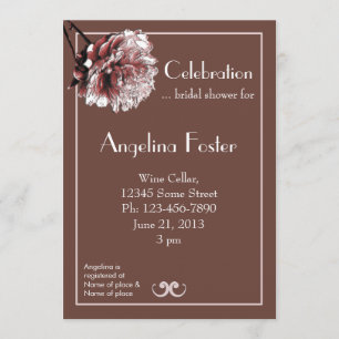 Chocolate Brown and Pink Peony Bridal Shower Invitation