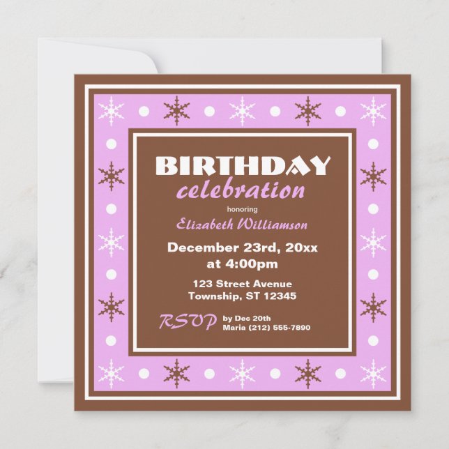 Chocolate Brown and Purple Birthday Celebration Invitation (Front)