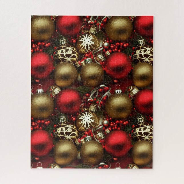 Chocolate Brown and Ruby Red Christmas Ornaments  Jigsaw Puzzle (Vertical)