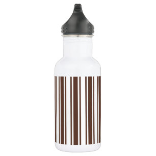 Chocolate brown and white candy stripes 532 ml water bottle