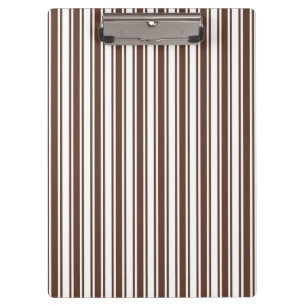 Chocolate brown and white candy stripes clipboard