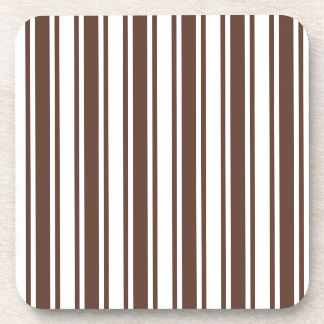Chocolate brown and white candy stripes coaster (Front)